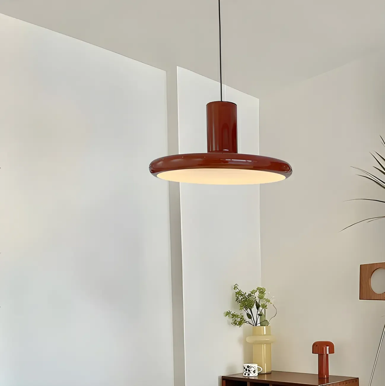 Modern Red Iron UFO Hanging Pendant Light