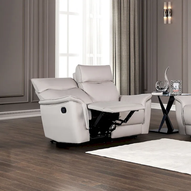 Furniture of America Marty Modern Leather Match Manual Recline Loveseat