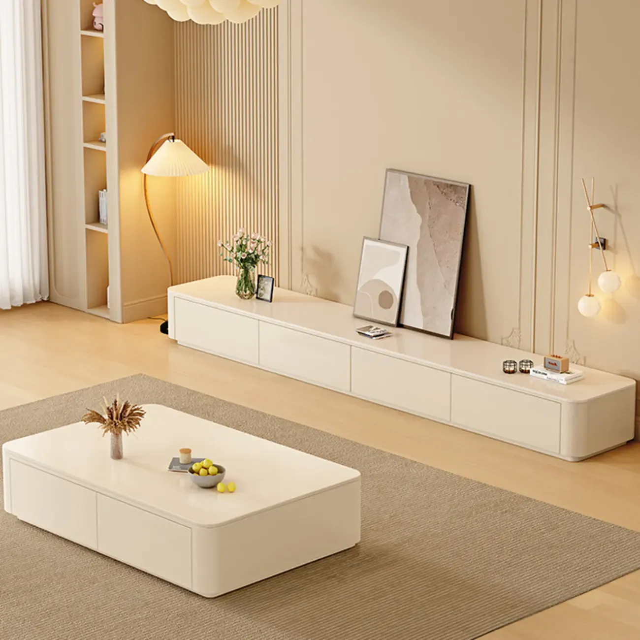 Modern Stone TV Stand with Drawers for Living Room