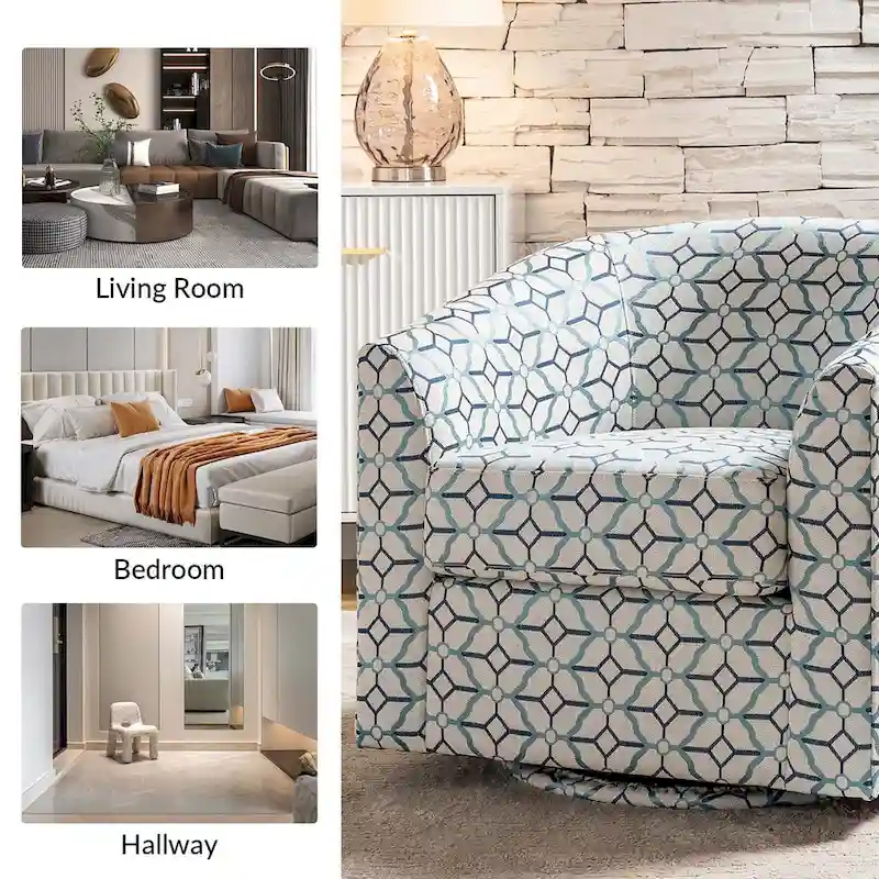 Cuenca Modern Upholstered Barrel Chair with Swivel Base Set of 2