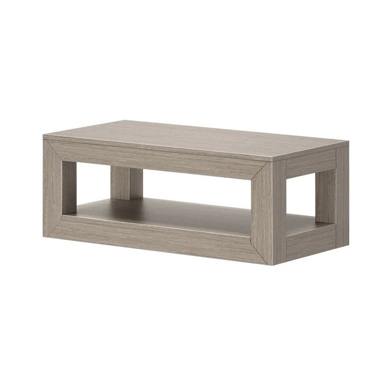 Plank and Beam Modern Rectangular Coffee Table with Shelf