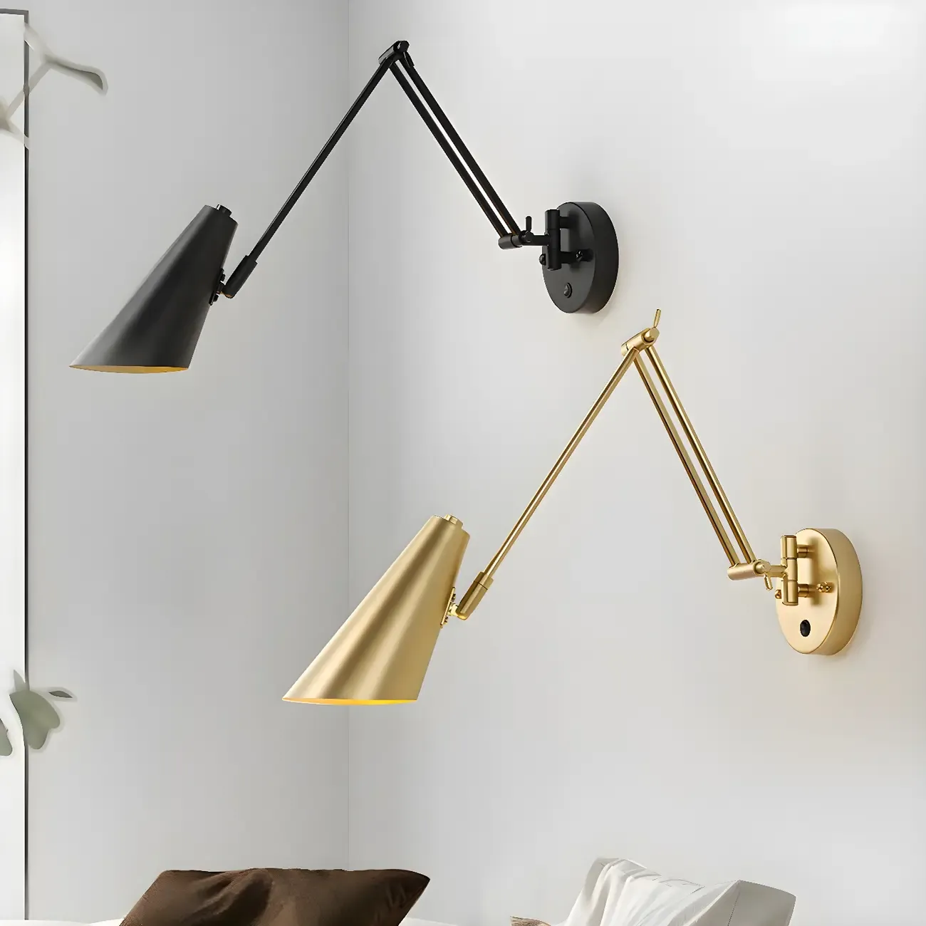 Elegant Streamlined Metal Swing Arm Wall Light