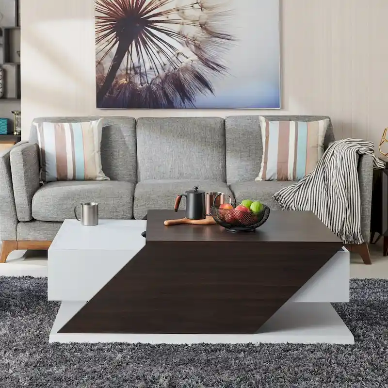 Industrial 47-Inch Lift-Top Adjustable Coffee Table