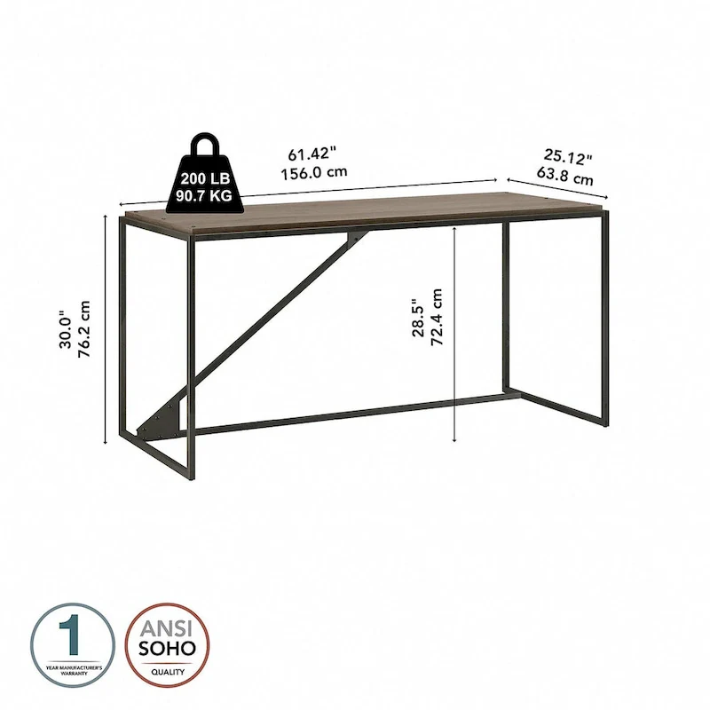 62W Industrial Desk, Large Home Office Desk