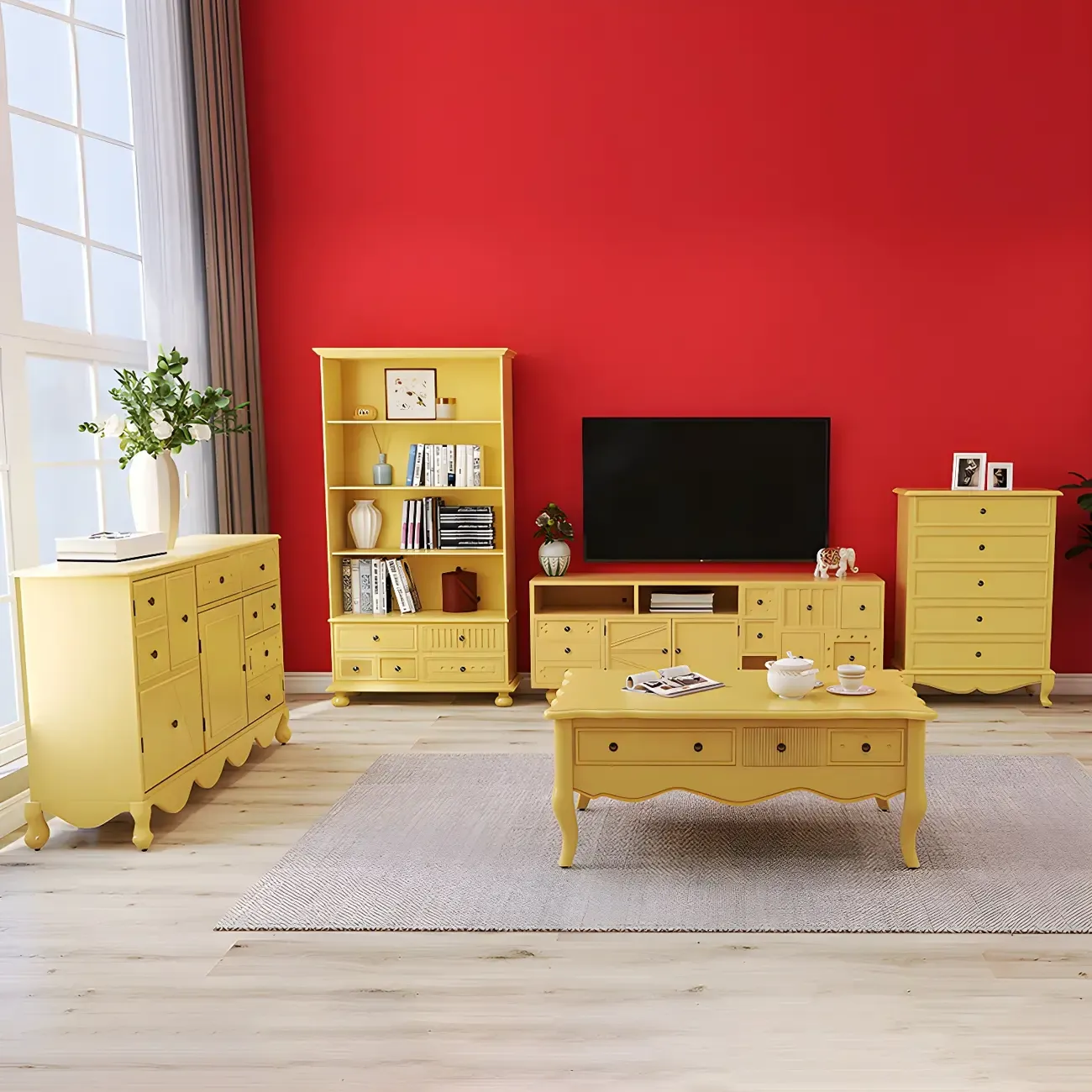 Traditional Yellow Wooden Dressers & Chests with Drawer