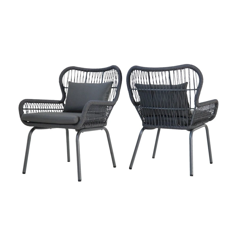 Tolovana Indoor Steel and Rope Club Chairs with Cushioned by Christopher Knight Home