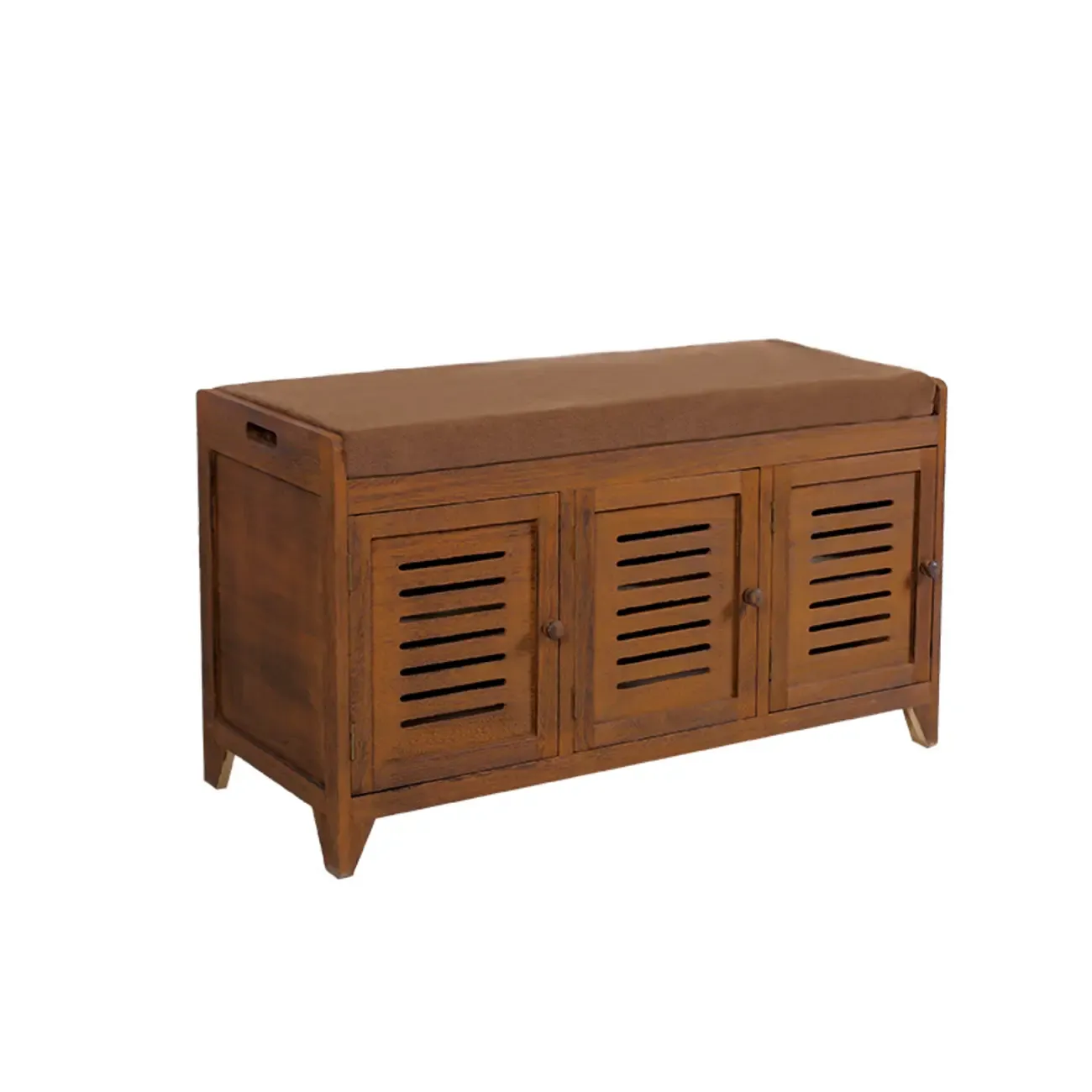 Entryway Wooden Cushioned Shoe Bench with Cabinet