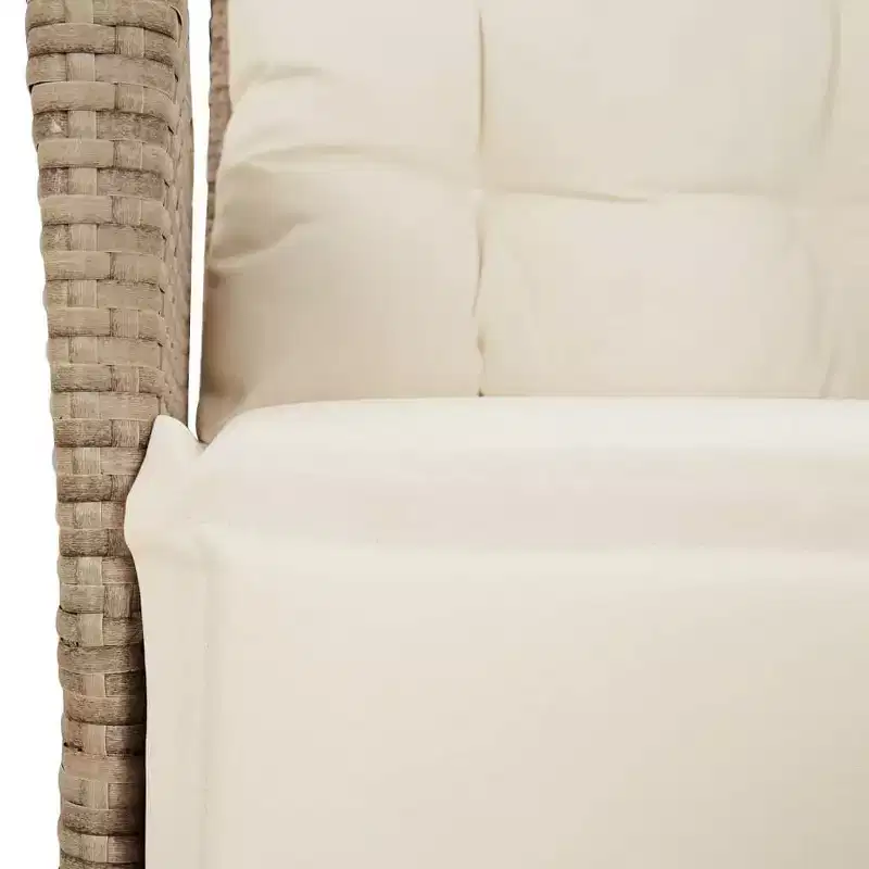 vidaXL 3 Piece Bistro Set with Cushions Brown Poly Rattan