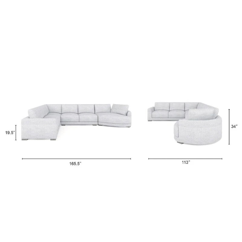 Laguna 165.5 L-Shape Modular Sectional Sofa with Chaise Lounge