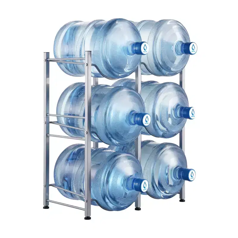 VEVOR 3 Tiers Water Jug Holder, 5 Gallon Water Bottle Holder, Double Row Water Bottle Rack for 6 Bottles, Heavy Duty Water Jug Rack