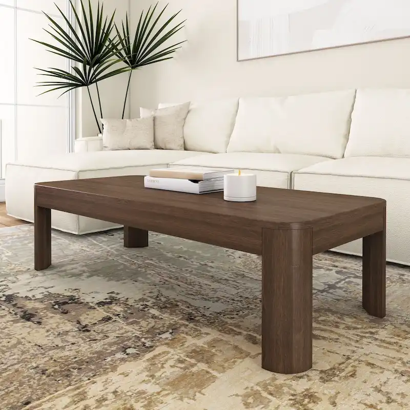 Plank and Beam Contour Curved Rectangular Coffee Table - 54