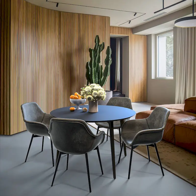 Leather Dining Chair with Iron Legs Set of 4 Modern Accent Armchair