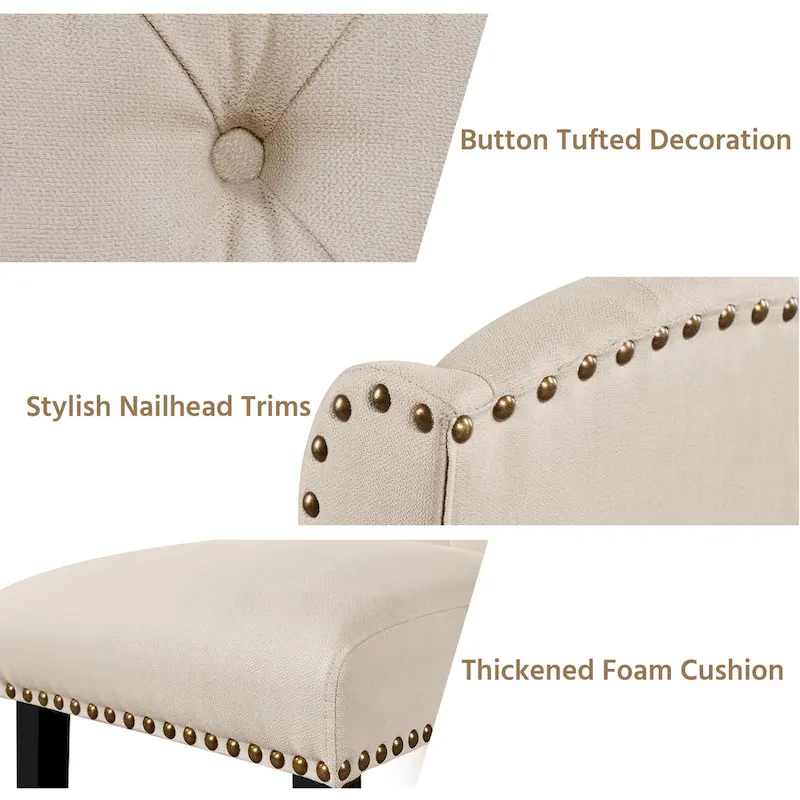 Upholstered Dining Chair Button Tufted with Nailhead Trims