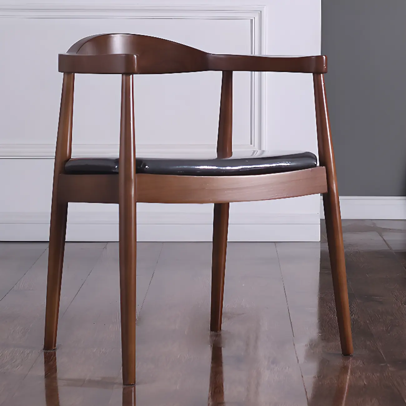Brown Upholstered Dining Chair with Armrests