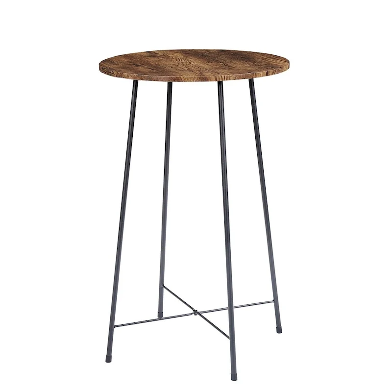 35.4  High Round Bar Table, Industrial Style Wood Top Bistro Pub/Breakfast Table