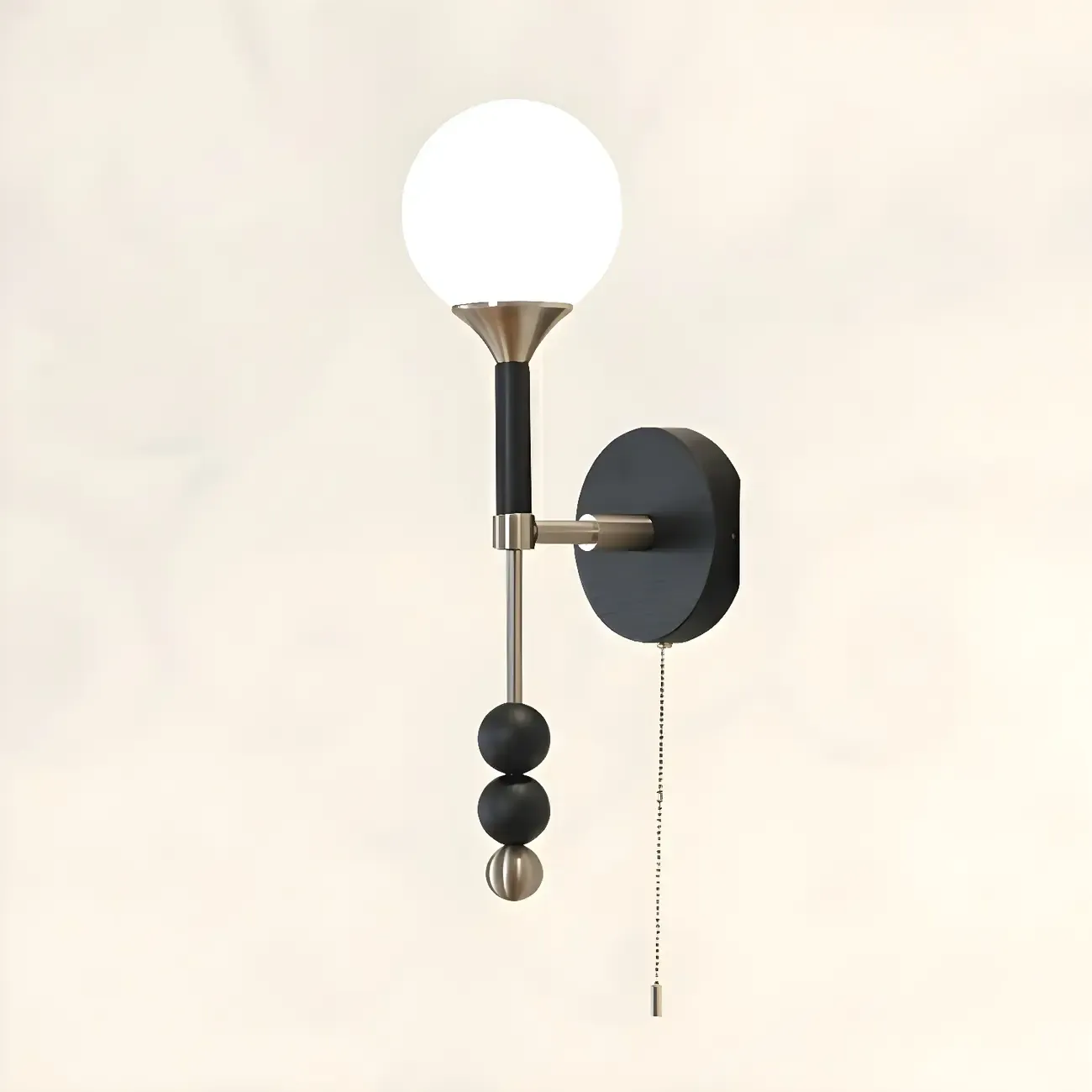 Modern Black Globe Vanity Light with White Glass Shade