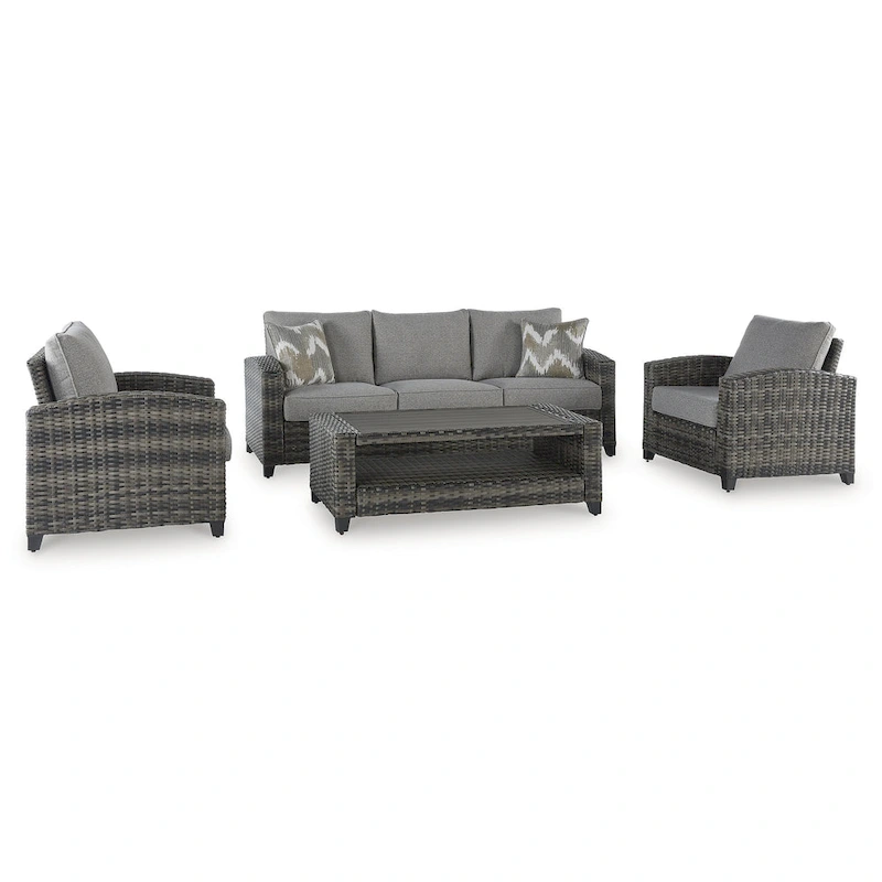 Signature Design by Ashley Oasis Court Gray Outdoor Sofa/Chairs/Table Set (Set of 4) - 81.25