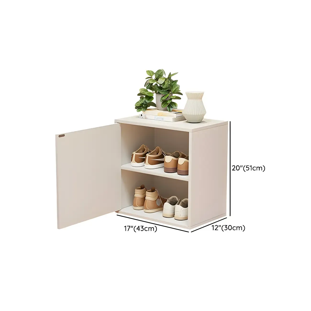 Modern White Tall Shoe Cabinet with Adjustable Shelves