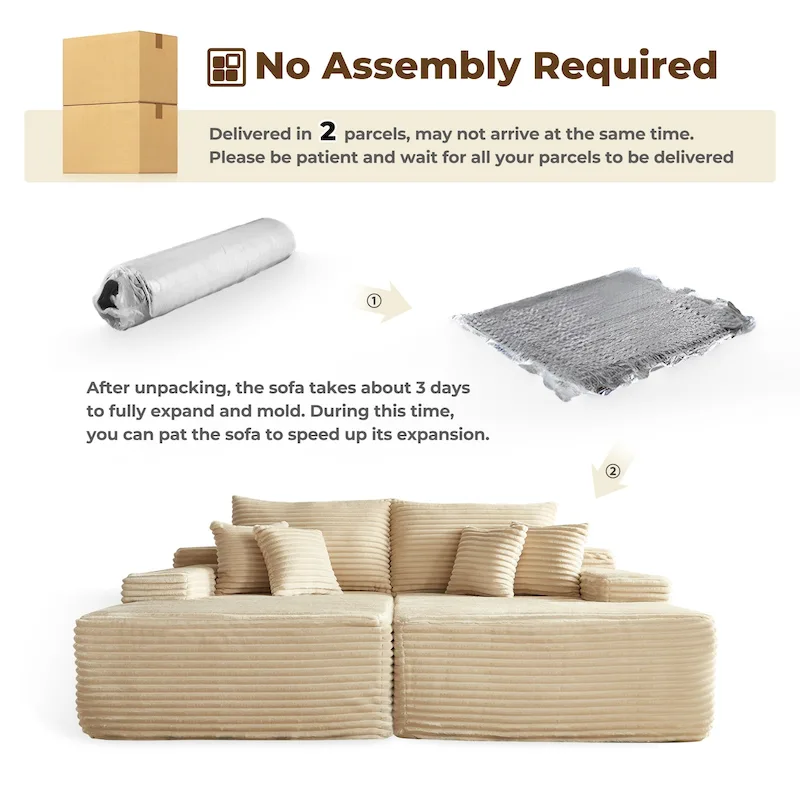 Long Plush Double Chaise Sofa