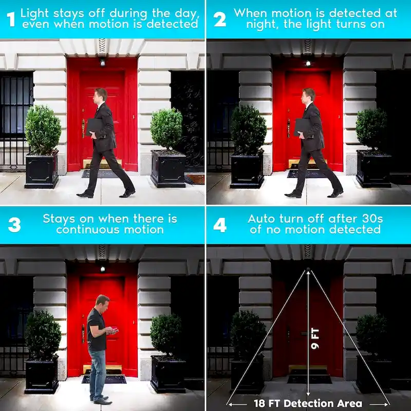 Luxrite A19 LED Dusk to Dawn Motion Sensor Light Bulb 60W Equivalent 800 Lumens UL Listed E26 Base 4 Pack