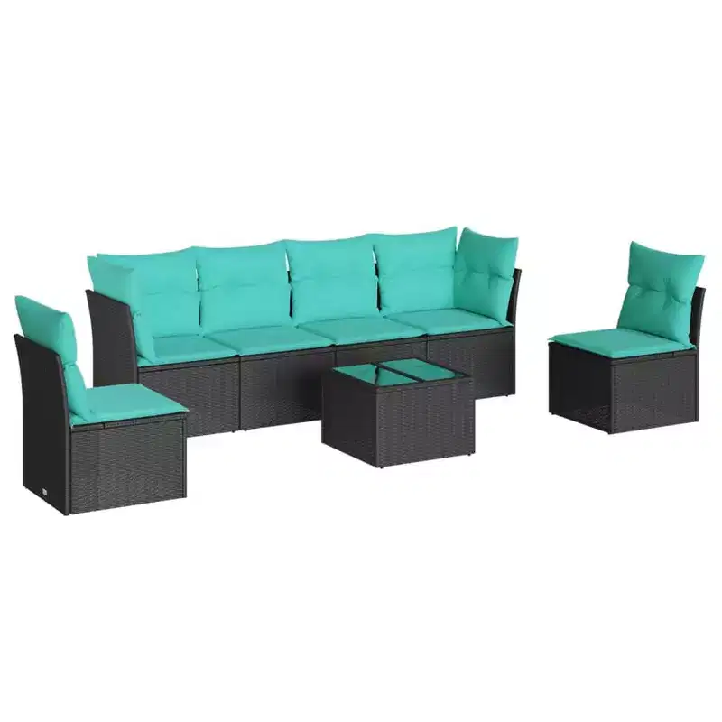 vidaXL 7 Piece Patio Sofa Set with Cushions Poly Rattan