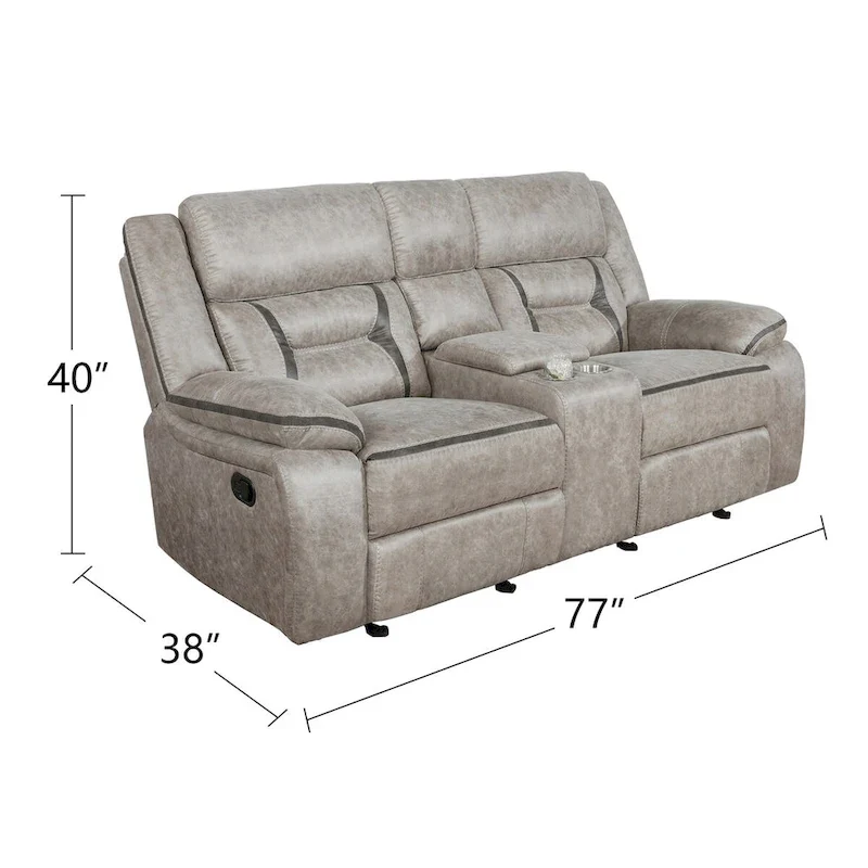 PU Manual Motion Sofa Set in Taupe Finish