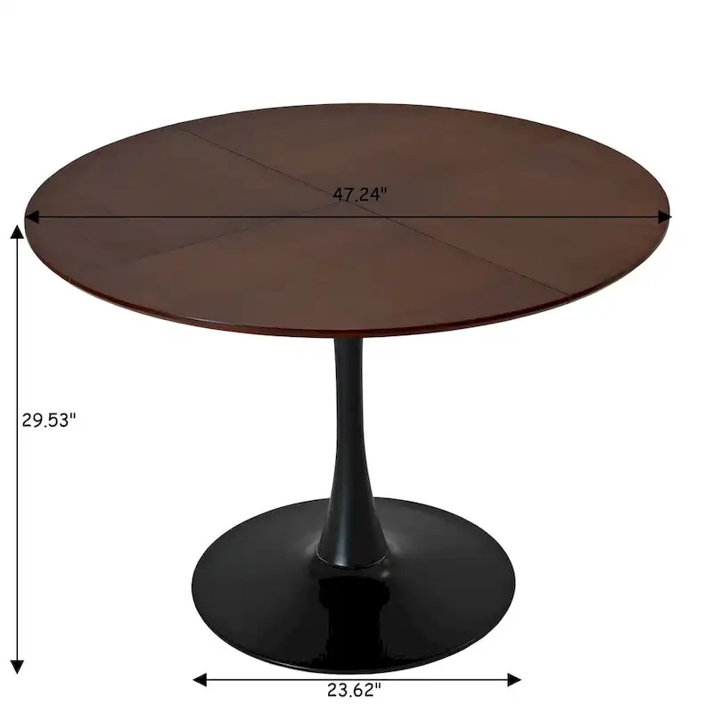 Modern Round Dining Table,with Metal Base