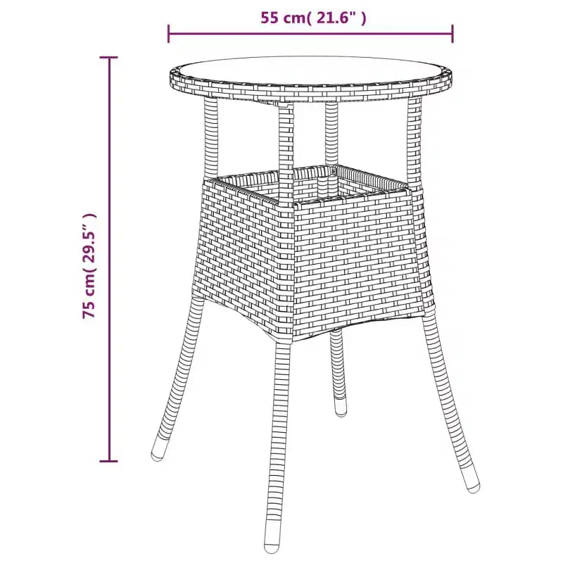 vidaXL Garden Bistro Set Poly Rattan Medium Modern Bistro Set