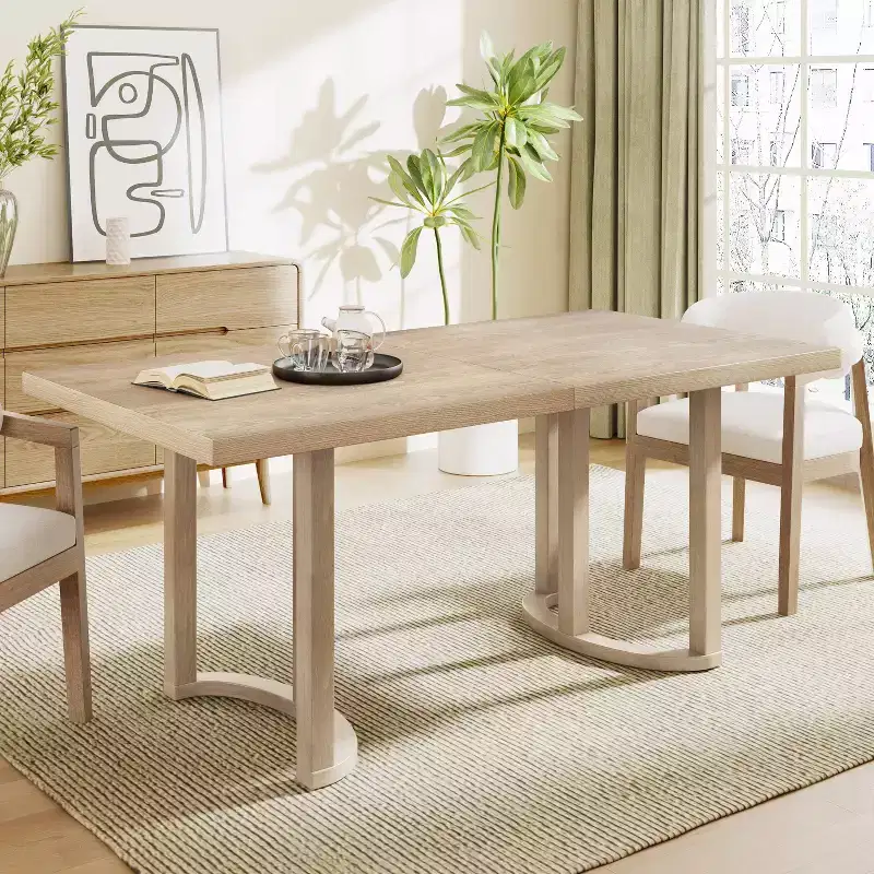 Christopher Knight Home Nicholas 69" Rubberwood Modern 6 Seater Rectangle Dining Table Ash