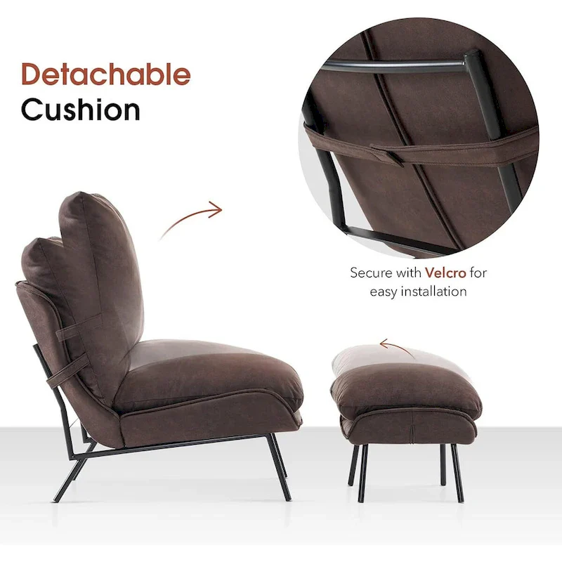 Leathaire Fabric Accent Chair with Ottoman