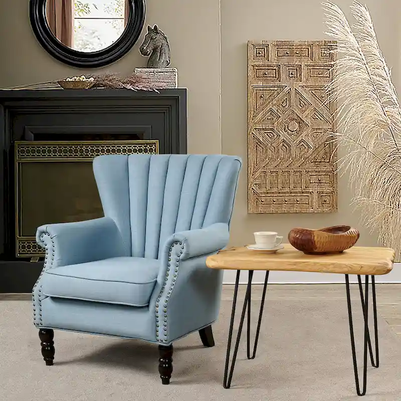 Live Edge Coffee Table - Cedar Wood - Black Hairpin Legs