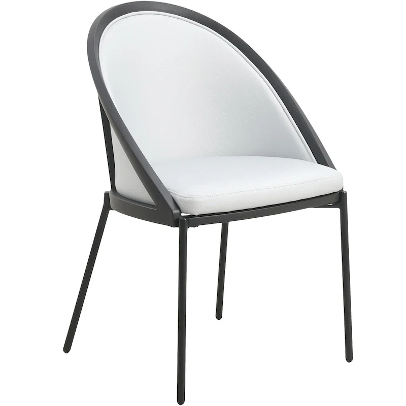 Urbane Upholstered Faux Leather Dining Chair with Powder Coated Steel Legs by LeisureMod
