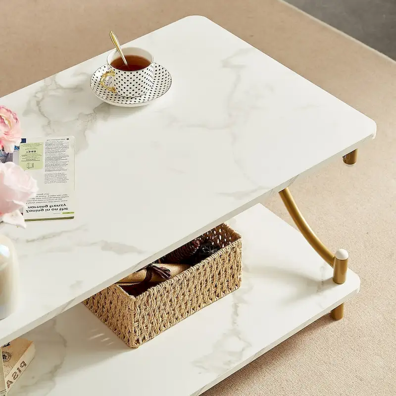 Modern 3-piece Coffee Table, Sofa Table & 1-drawer Nightstand Set of 2(Brown/Black/White)