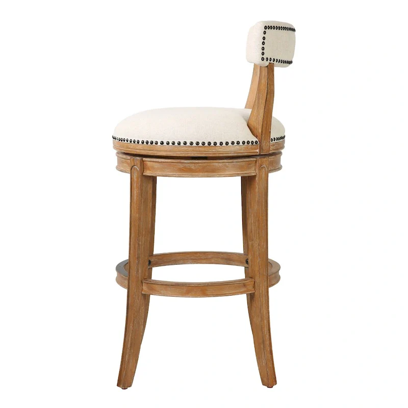 Pasha Wood Swivel Bar Stool with Upholstered Seat and Back