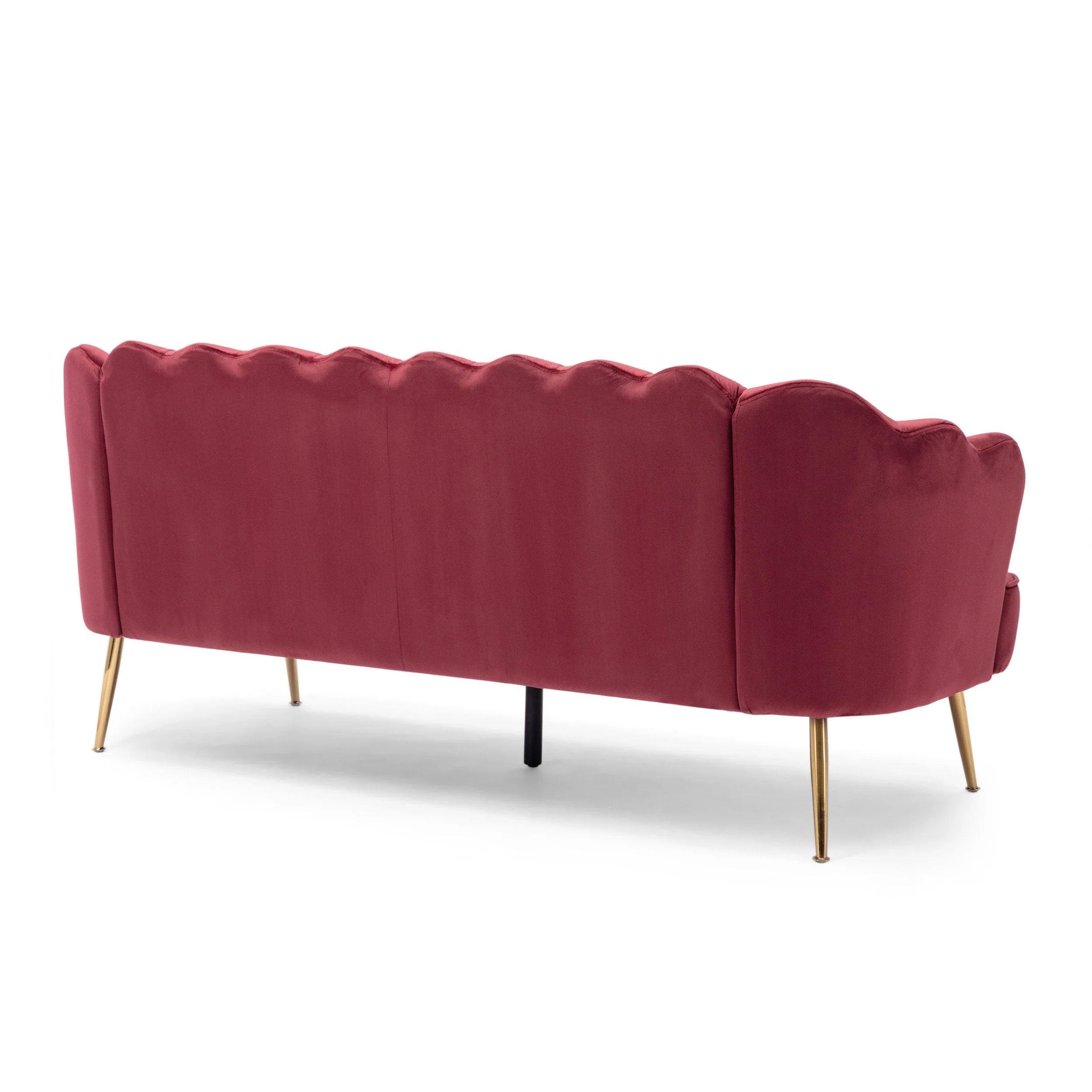 Modern Glam Velvet Channel Stitch 3 Seater Shell Sofa - NH378413
