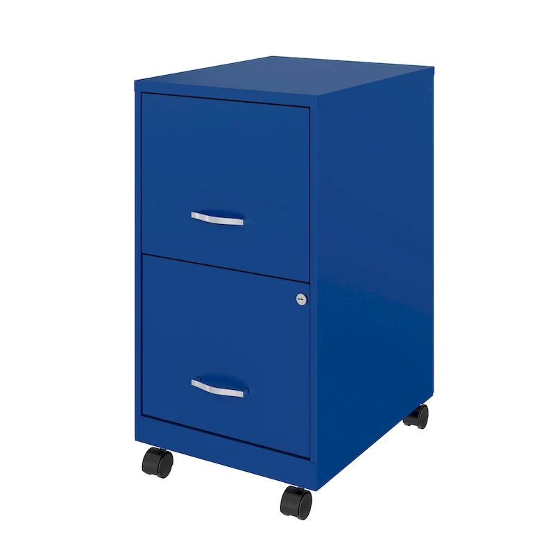 Blue 2-Drawer Mobile File Cabinet, Letter Size, 1-Person