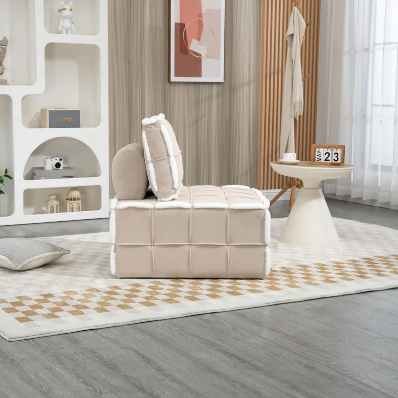 Upholstered Deep Seat Armless Chair Accent Single Lazy Sofa Lounge