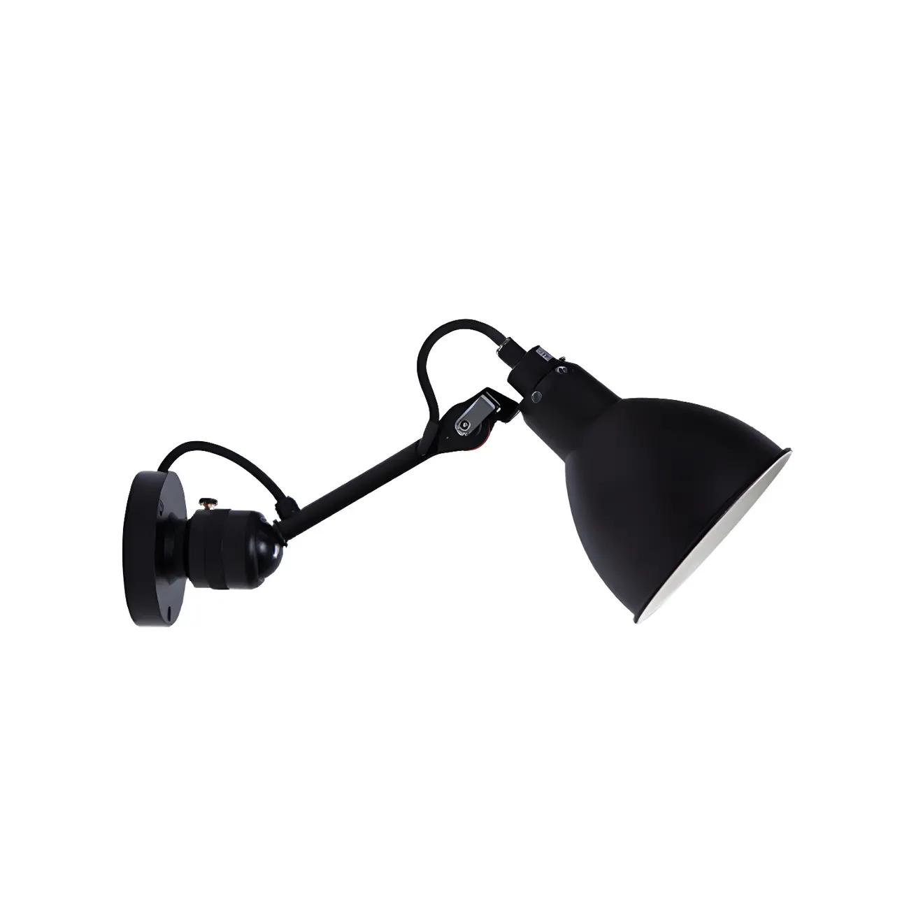 White Inner Shade Black Metal Swing Arm Wall Light