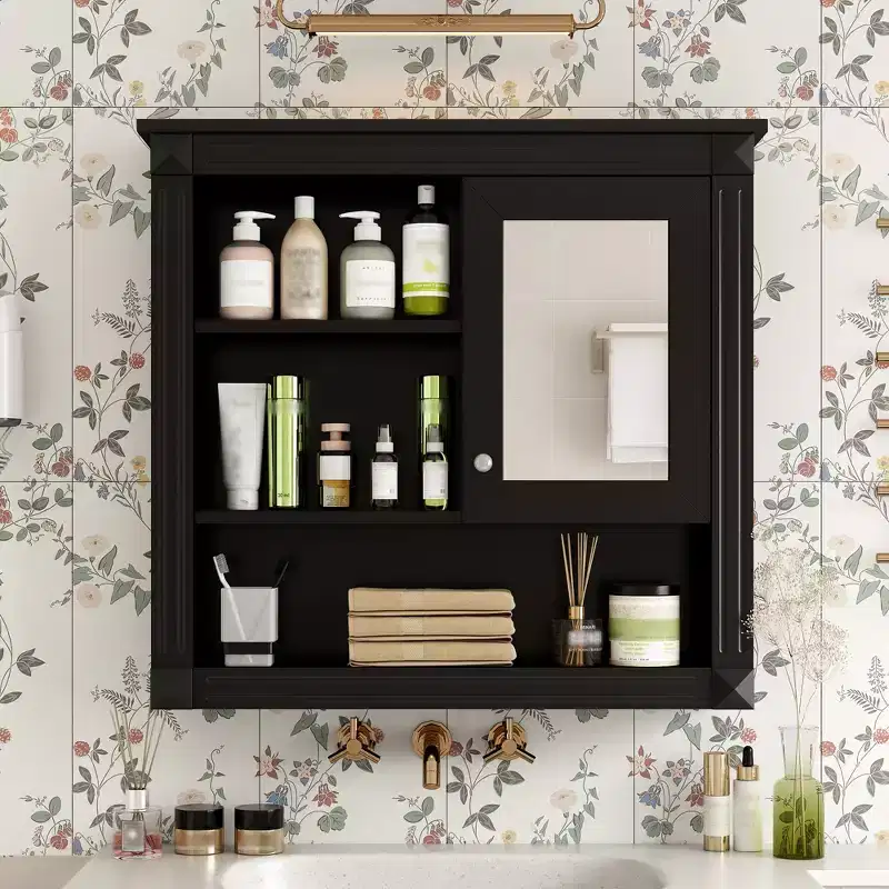 CASAINC 32'' Bathroom Wall Cabinet with Mirror, Adjustable Shelves & 4 Shelves for Storage