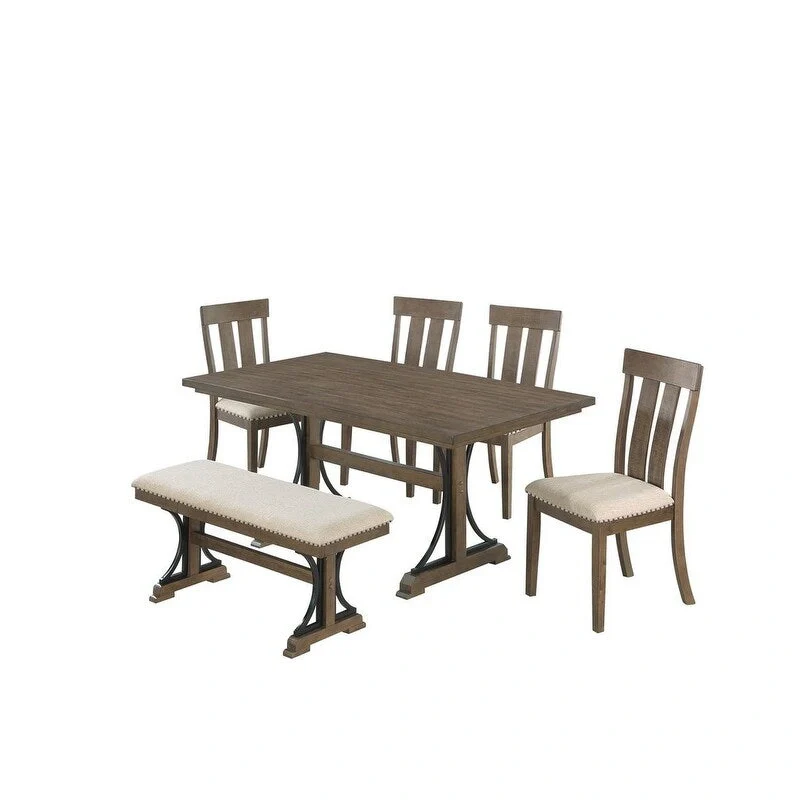 Best Quality Furniture Rustic Brown Oak Dining Sets