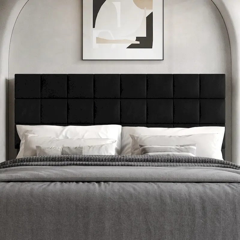 CraftPorch Square Stitching Velvet Upholstered Headboard