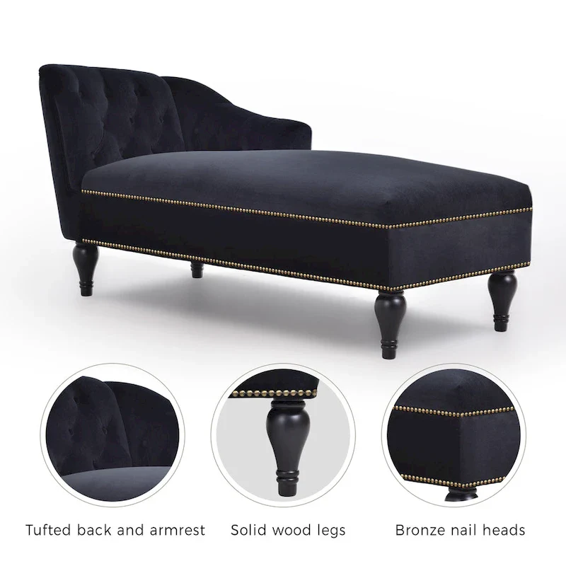 [New+Video] 58 Velvet Chaise Lounge - 26.50 x 58.00 x 28.60