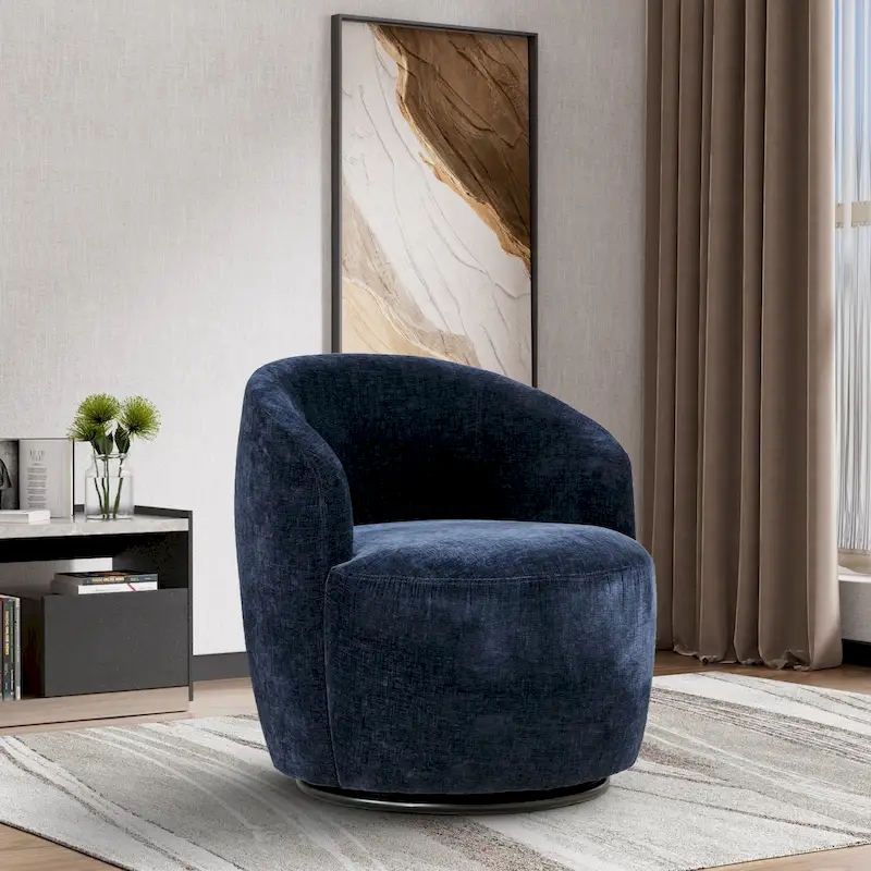 Ouyessir Accent Upholstered Round Velvet 360 Degree Swivel Sofa Chairs