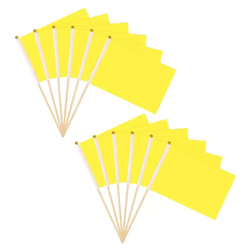 Unique Bargains Mini Sublimation Polyester Hand Held Plain Flags 12 Pcs