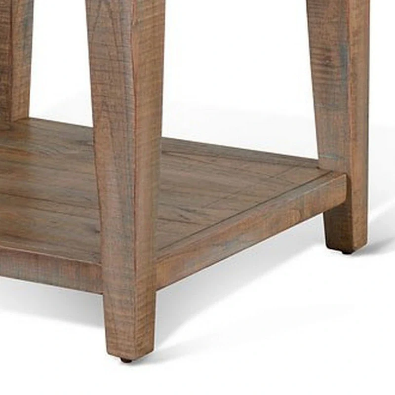 Lilly Side End Table, 1 Shelf, Light Brown Mahogany, 24 Inch Square