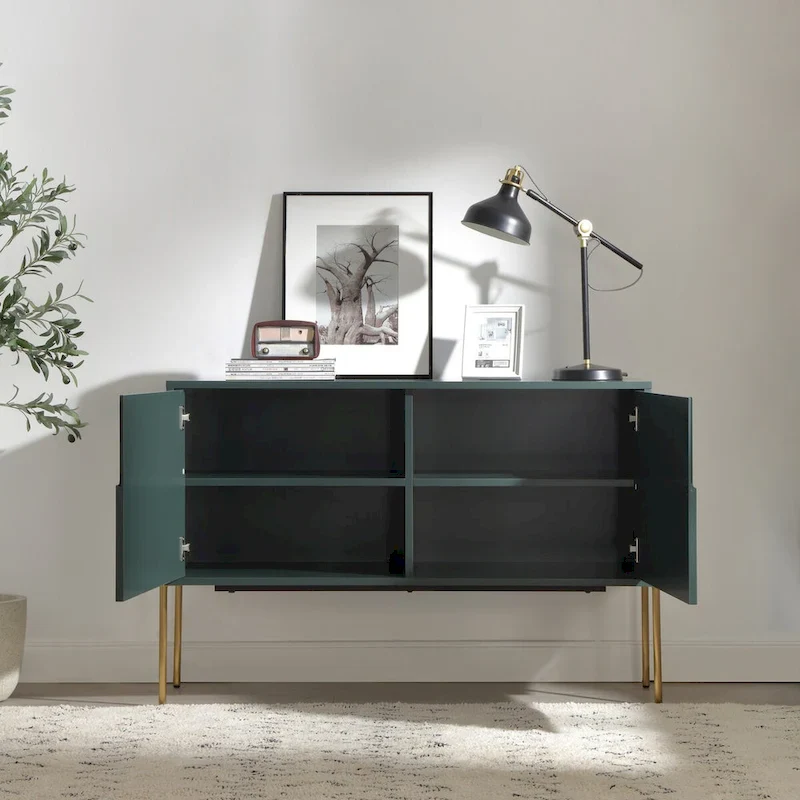 Green Cupboard Console Table with Storage, Sideboard Buffet Table for Living Room & Kitchen - 48.4 inch