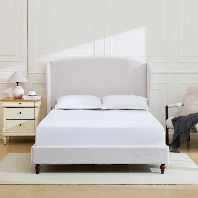 Tall 54 Headboard Upholstered Wingback Bed Platform Bed