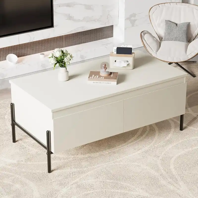 Coffee Table White Center Table Modern Living Room Table