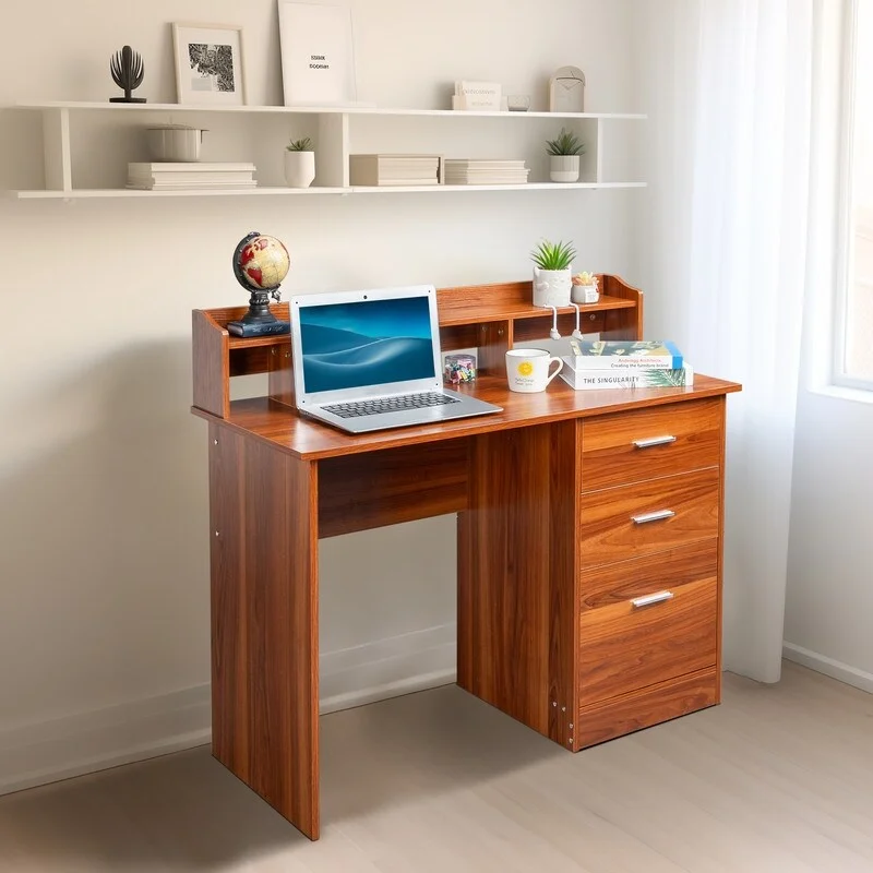 43.31 3 Drawers Wooden Computer Desk with Letter File Cabinet