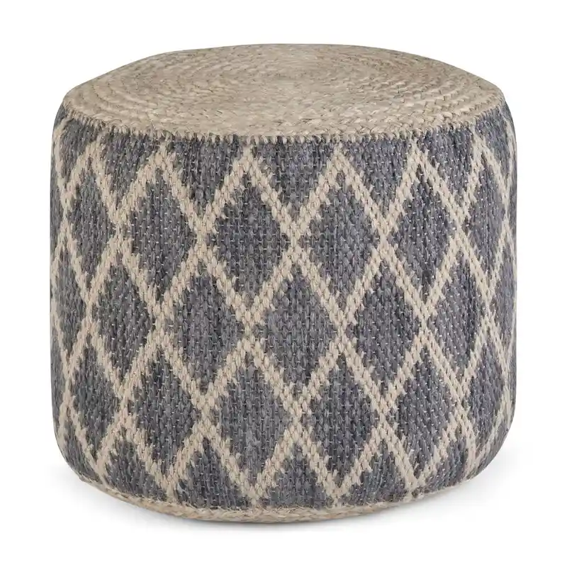 WYNDENHALL Nesbitt Boho Round Pouf, Natural Woven Braided Jute